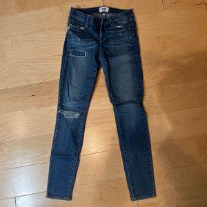 PAIGE denim skinny jean with rips and patches size 28